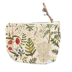 Bruno Visconti Pouch Botanical Floral Print Zip Closure Cosmetic Bag